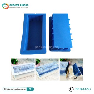 Khuôn Silicon Làm Xà Phòng Hình Chữ Nhật Cao Cấp 1.4l (Rectangle Silicone Loaf Soap Mold) (Dày)