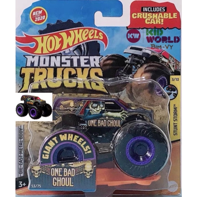 Xe mô hình Hot Wheels Monster Trucks Crushable Car One Bad Ghoul GJD99.