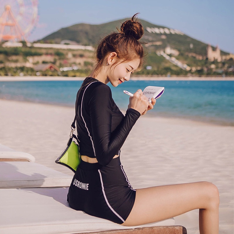 Bộ đồ bơi bikini dài tay có đệm nâng ngực eo cao phong cách Hàn Quốc gợi cảm cho nữ | WebRaoVat - webraovat.net.vn