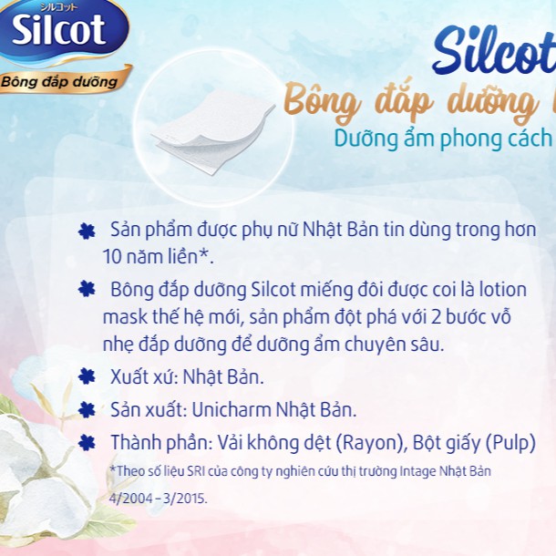 Silcot miếng đôi 40 miếng - Bông đắp lotion dưỡng, tẩy trang Silcot 40 miếng /hộp