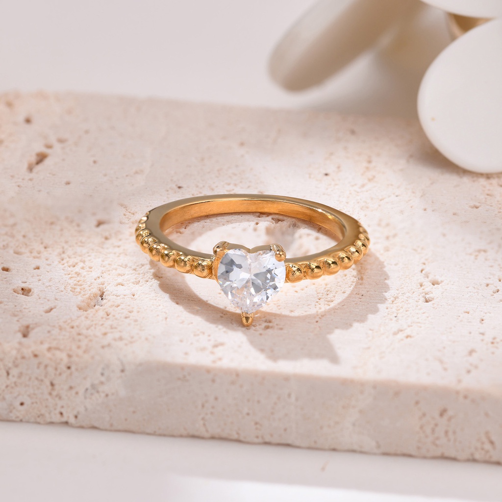 Vnox Nhẫn Cưới Đính Đá Kim Cương Hình Trái Tim Dành Cho Nữ