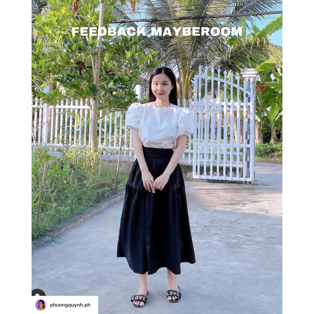 Áo sơ mi tay bồng Macaron Mayberoom