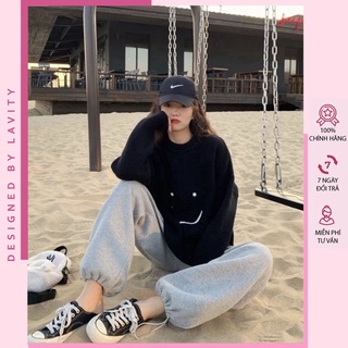 [Cao Cấp] 👉 Bộ Nỉ Mặt Cười Quần Jogger Kèm Áo Thun Dài Tay