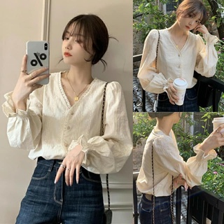 Áo sơ mi tiểu thư tay phồng phong cách hàn quốc