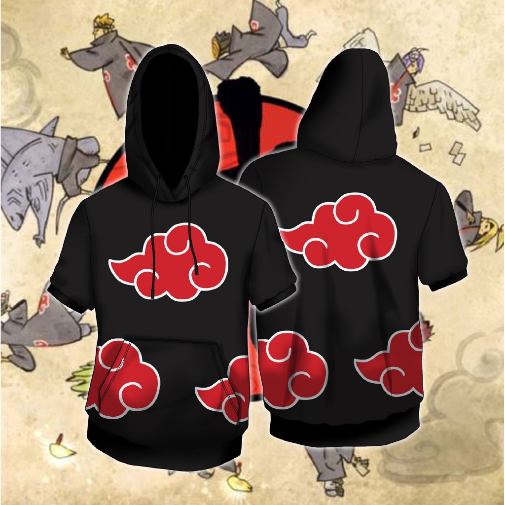 Áo Hoodie Tay Ngắn In Họa Tiết Naruto 3d Cá Tính Cho Nam
