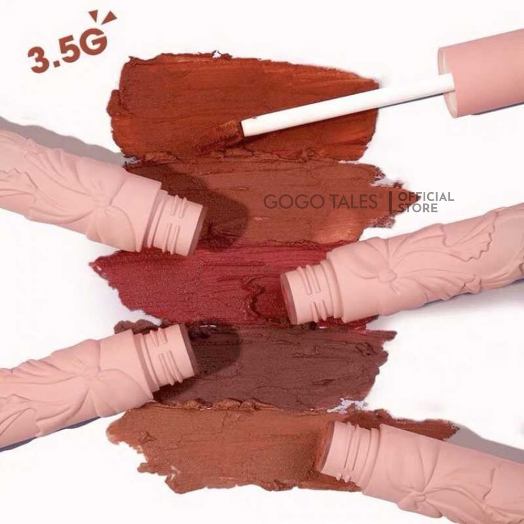 Son môi lì không trôi nơ khắc nổi GOGO TALES Son tint lì nội địa trung mềm mịn lâu trôi GT218