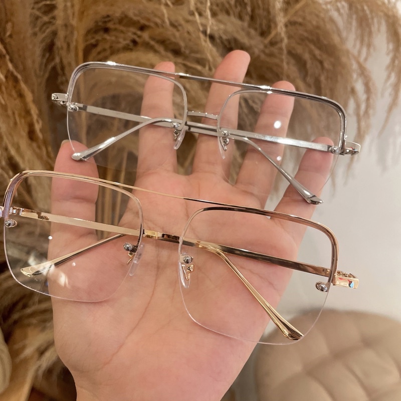 Kính mát nam nữ vuông bầu, khung kính 2 cầu kim loại mã 3298 chống ánh sáng xanh, UV400  Jolie eyewear