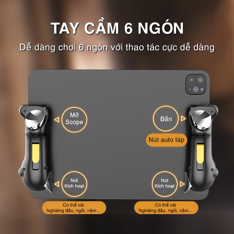 Tay cầm JS62 | Nút bắn auto táp 6 ngón dành cho máy tính bảng