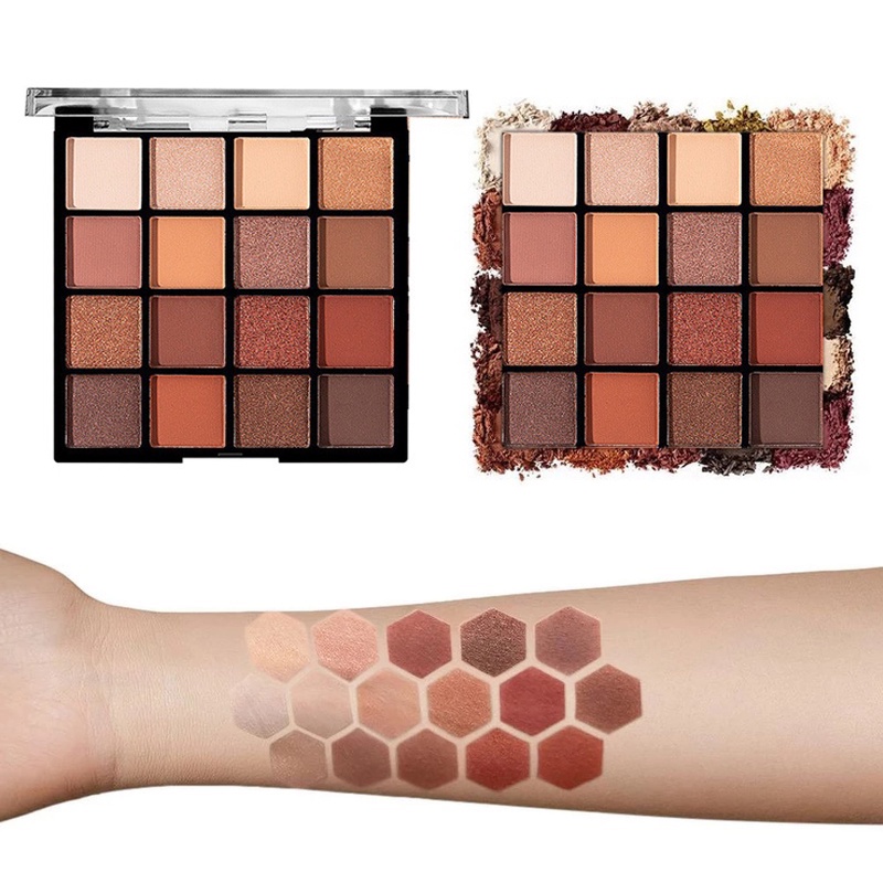 Bảng Phấn Mắt 16 Màu Sắc Hiệu Ứng Lì/ Ánh Nhũ Chống Nước Lâu Phai