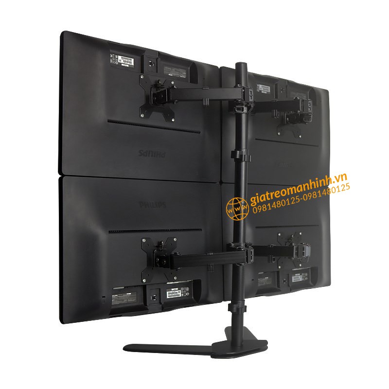 Giá Treo 4 Màn Hình M044 Cao Cấp 17-27 Inch / Tải Trọng 8Kg 1 Tay  - Thiết Kế Chân V Để Bàn Chắc Chắn
