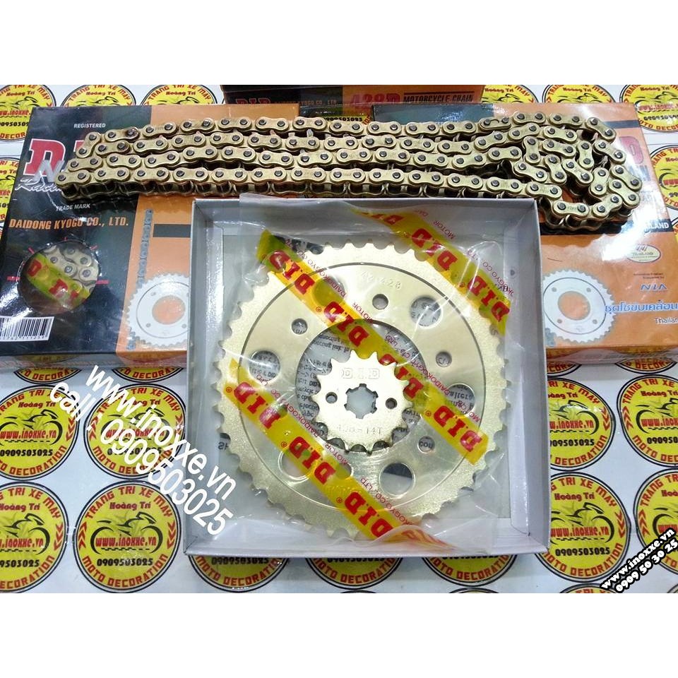 bộ nhông sên dĩa vàng did thailan cho sirius ex135 ex150 winner.
