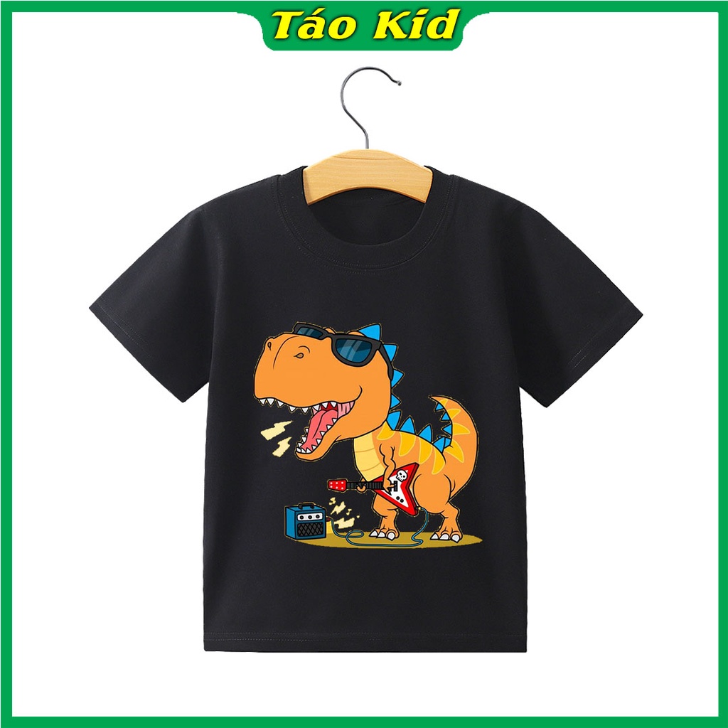 Áo thun bé trai bé gái cộc tay Táo Kid chất cotton in hình Khủng Long Đánh Đàn từ 0 đến 10 tuổi hàng VNXK TA06