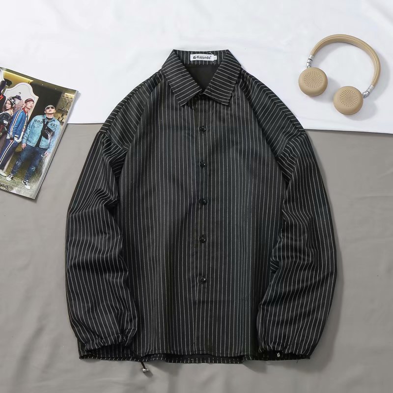 New real shot fashion pinstripe simple design casual long sleeve shirt | BigBuy360 - bigbuy360.vn