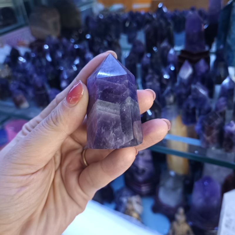 Trụ đá tím thô thanh tẩy năng lượng, chơi tarot phong thủy thu hút may mắn