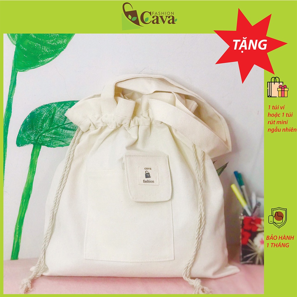 Túi tote dây rút vải canvas dày mịn