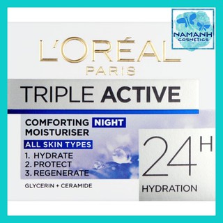 Kem dưỡng 3 tác động dưỡng ẩm, bảo vệ và phục hồi ban đêm L'Oreal Paris Triple Active Night Cream 50ml