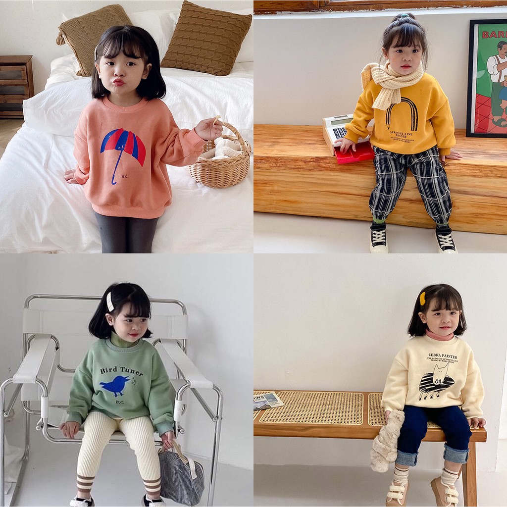 Áo nỉ bé gái/ trai, Áo nỉ Hoddie Ambb Kids Quảng Châu lót lông cho bé - có clip, ảnh thật