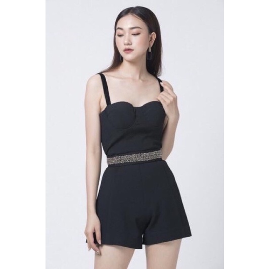 Jumpsuit đùi Elise size S màu đen, mặc được 2 kiểu