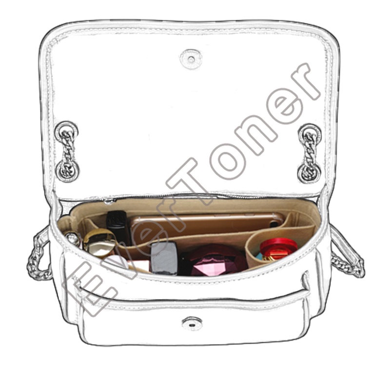 Túi chèn bên trong Evertoner chứa dụng cụ trang điểm bằng vải nỉ thiết kế nhỏ gọn tiện dụng