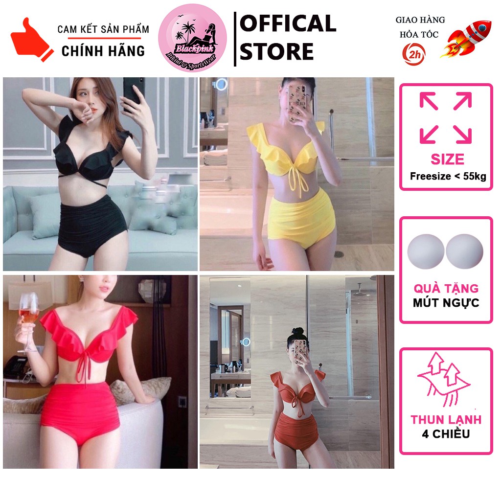 Bikini Đồ Bơi Hai Mảnh Cánh Tiên Gọng Đệm Dày Nâng Ngực Quần Cạp Cao QP006