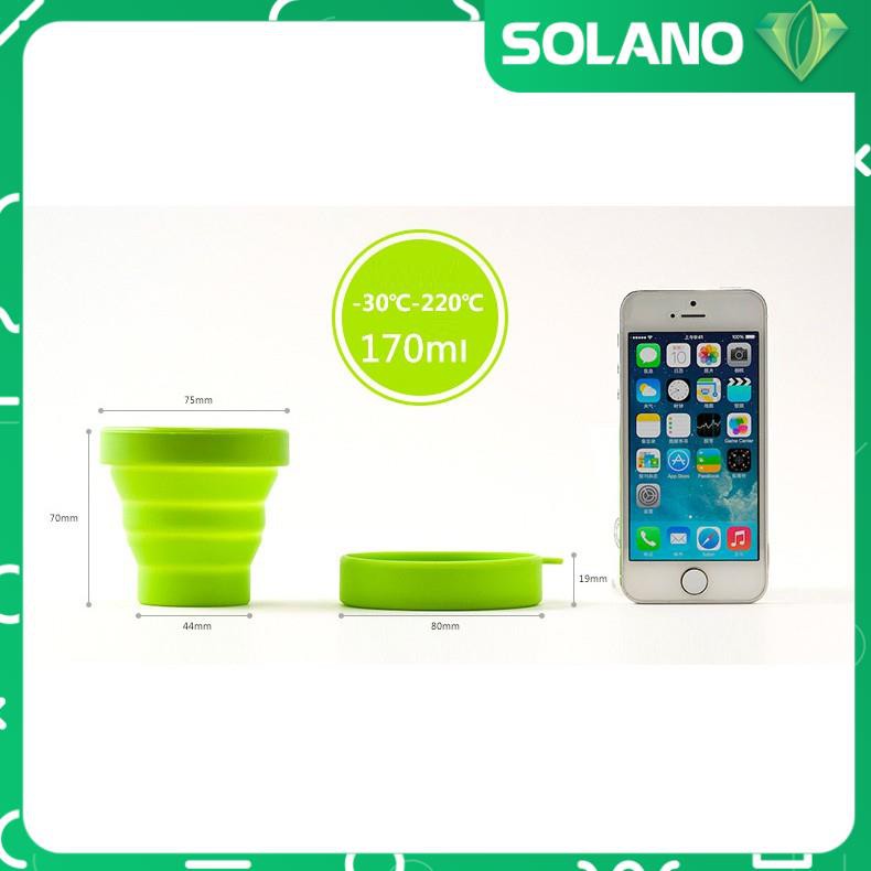 Ly Uống Nước SOLANO Chất Liệu Cốc Nhựa SiliCon Có Nắp Gấp Gọn Đi Du Lịch, Dã Ngoại Đa Năng HG-001178