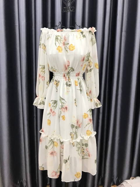 ĐẦM MAXI BẸT VAI TAY DÀI (nhiều màu - Khách đặt hàng ib shop check hàng còn-hết nhé) | BigBuy360 - bigbuy360.vn
