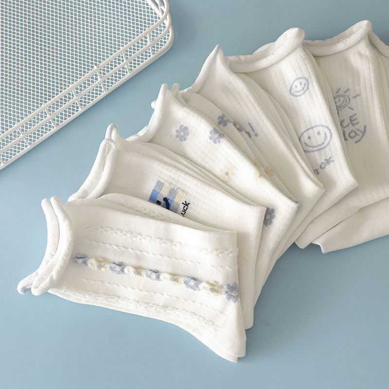Tất cổ cao, vớ cổ cao nữ nam trắng vải cotton co giãn họa tiết hoa Vintage nhiều màu xinh xắn TC63 - VHT SHOP