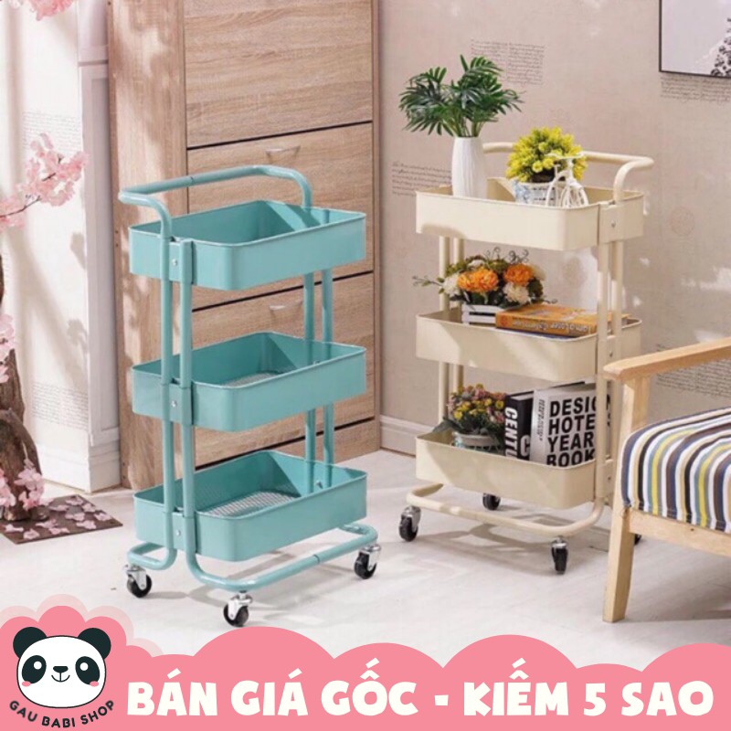 FREE SHIP !!! KỆ ĐA NĂNG 3 TẦNG BẰNG SẮT CÓ BÁNH XE CHÍNH HÃNG