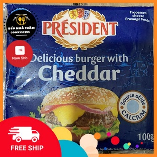 [HOẢ TỐC] Phô mai lát Pháp cao cấp Presideant cheddar 100gr