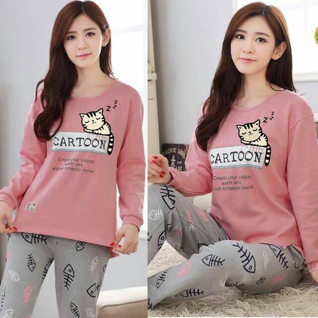 Els - Bộ đồ ngủ pijama hình mèo - abang Els Land Convection