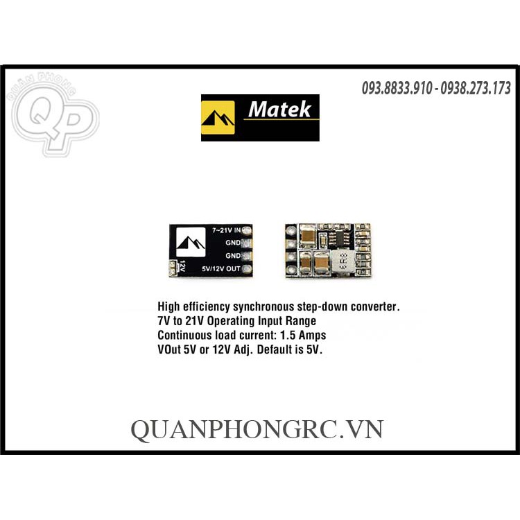 Mạch Matek Micro UBEC 1.5A 5V/12V