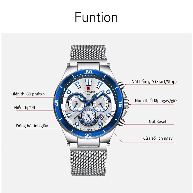 Đồng Hồ Nam Reward KT82003 SLIVER Chính Hãng 2022 NEW Bảo Hành 12 Tháng Top Brand Luxury II Made in HongKong | BigBuy360 - bigbuy360.vn