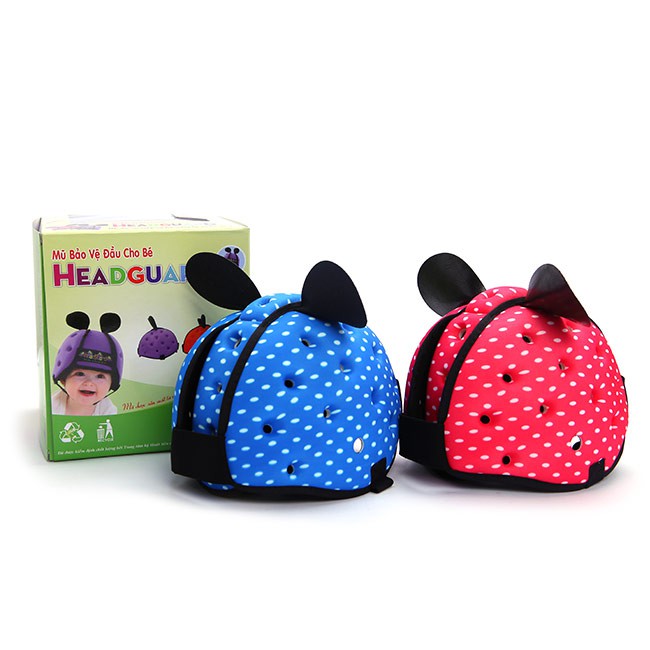 Nón Bảo Hiểm Bảo Vệ Đầu Cho Bé HEADGUARD - Mẫu Chấm Bi Xanh