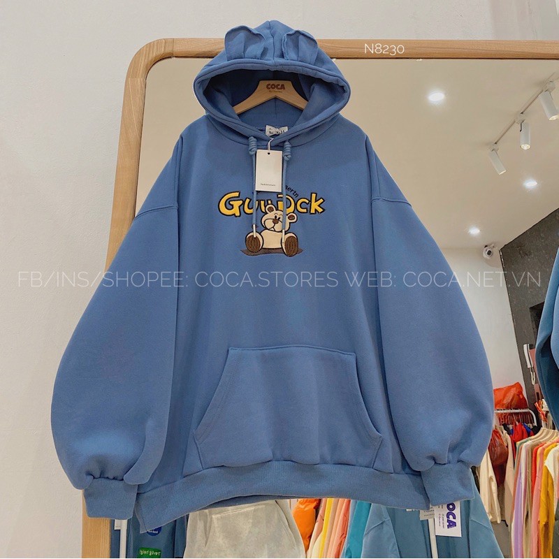 [N8230]🐻 Áo HOODIE nỉ bông mũ tai gấu GUUDUCK (Có sẵn/ảnh thật)