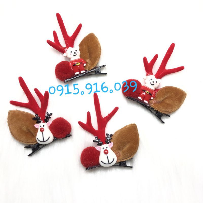 Set 2 Kẹp tóc Sừng Tuần lộc giáng sinh, kẹp Giáng sinh