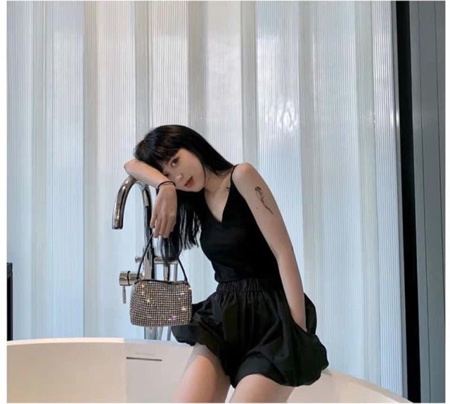 Túi kẹp nách, túi đi tiệc đính đá không phải dán sáng lấp lánh sang chảnh hình trống S009