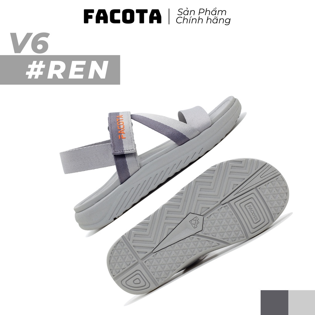 Dép quai ngang nam, giày sandal nữ FACOTA chính hãng màu đen quai hậu mang đi học mẫu REN
