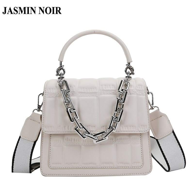 Túi Đeo Chéo JASMIN NOIR Vải Da Pu Họa Tiết Vân Đá Phối Dây Xích Thời Trang Sành Điệu Cho Nữ
