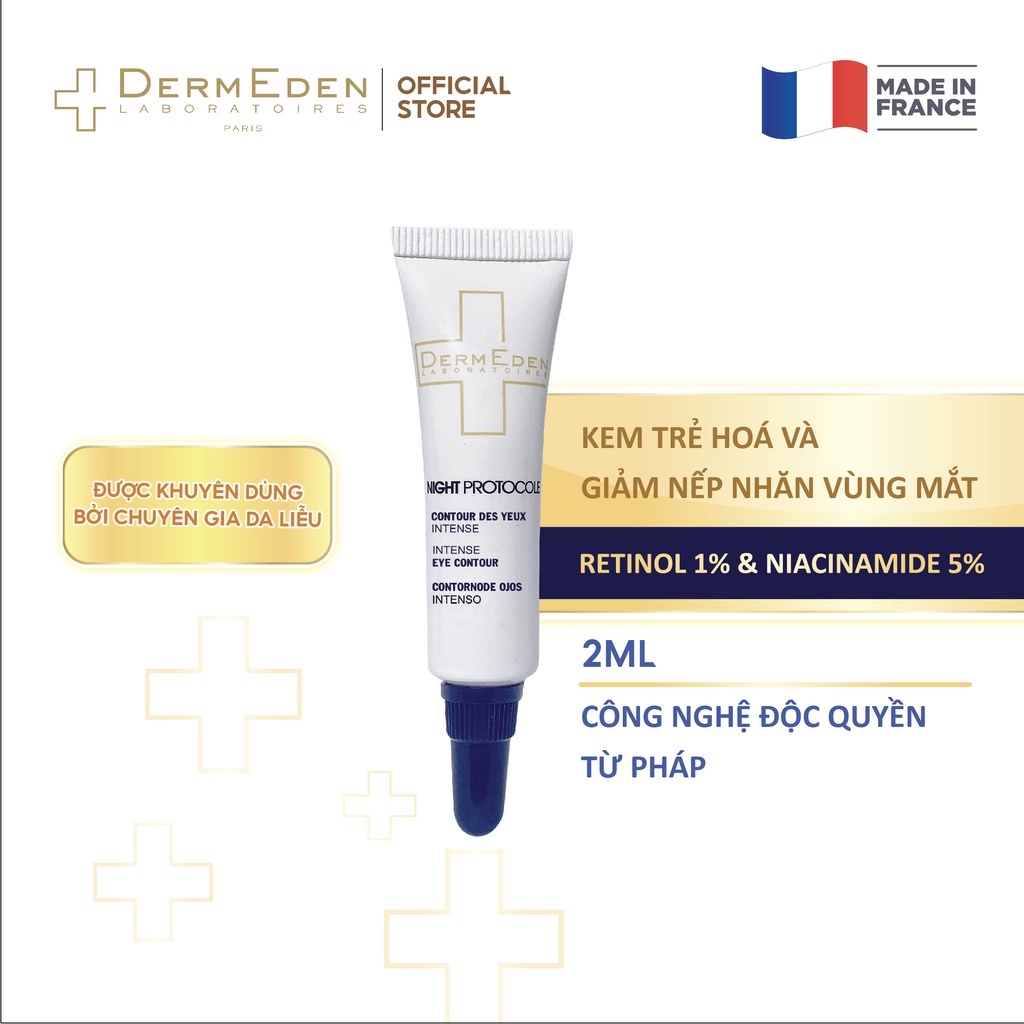 Kem mắt làm mờ quầng thâm nếp nhăn bọng mắt tàn nhang DERMEDEN Eye Contour Retinol 1% + Niacinamide 5%