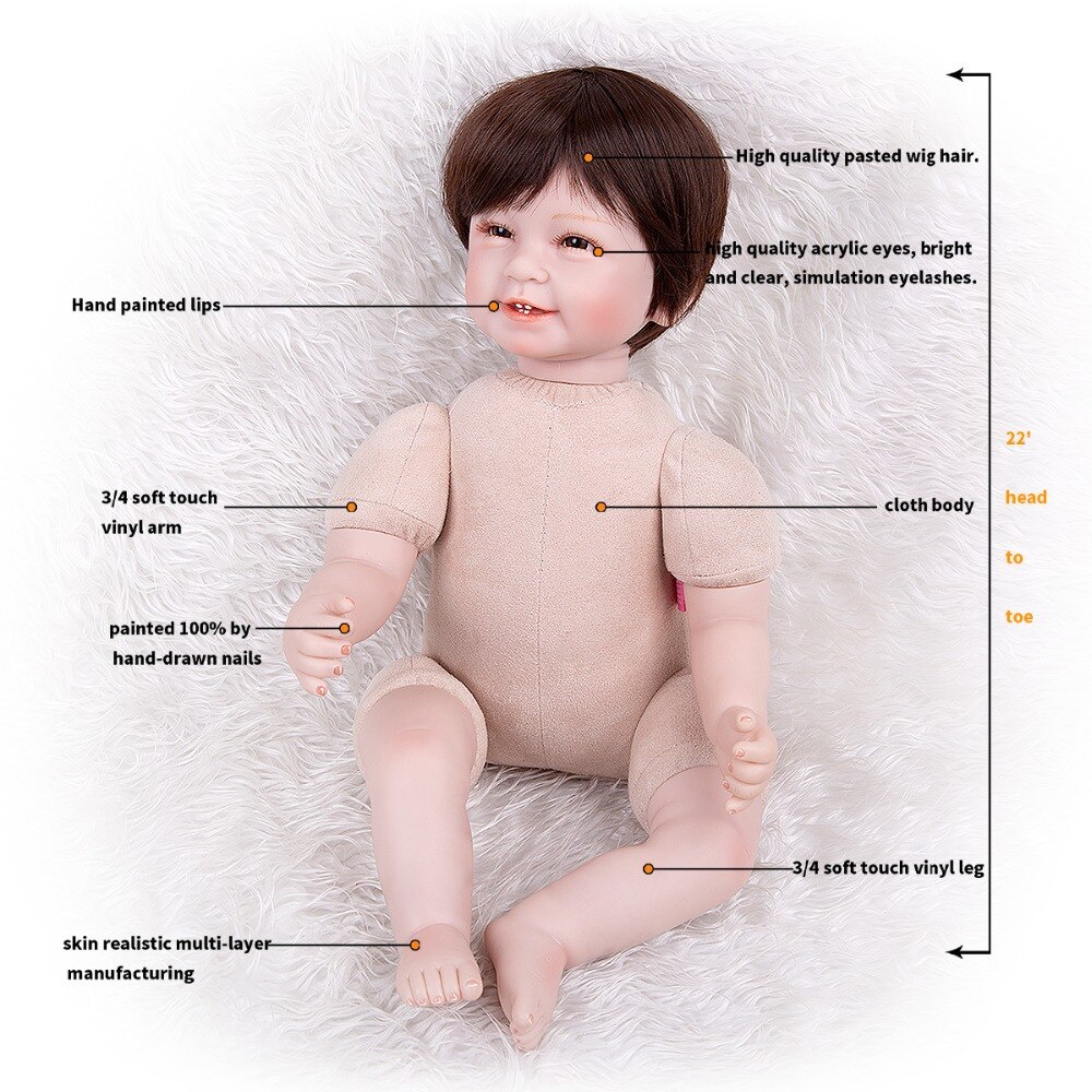 Búp Bê  Tái Sinh Mắt Tít Có Răng NPK KEIUMI Collection 22 inch  55 cm Reborn Vinyl Doll