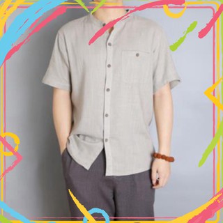 hien04  [Giá Xưởng] Áo Sơ Mi Đũi Nam Cổ Tàu