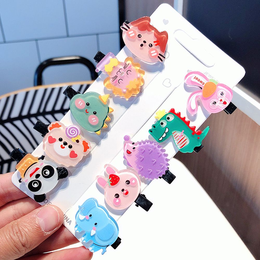 Kẹp tóc nhựa acrylic 2LIFE họa tiết động vật hoạt hình dễ thương cho bé