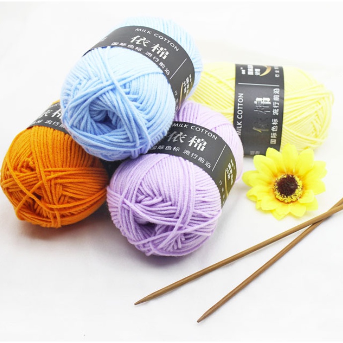 Len Milk Cotton 50gr loại 1 (LINK 3) - LEN ĐAN , MÓC SỢI 2.5MM HANDMADE - bách hóa na na
