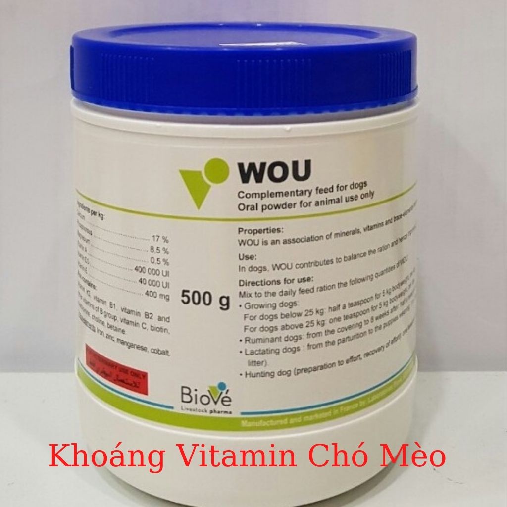 Khoáng Wou(Pháp) bổ sung vitamin dành cho chó mèo 500g