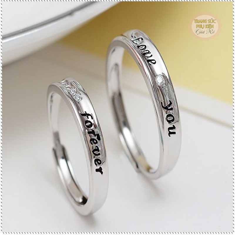 Nhẫn đôi điều chỉnh size tùy ý LOVE YOU - FOREVER cực xinh S925 NC09