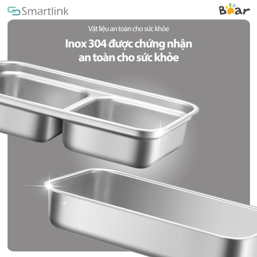 Hộp Cơm Điện Cầm Tay Mini Đa Năng Bear DFH-B10J2 - Hàng Chính Hãng - Bảo hành 18 Tháng