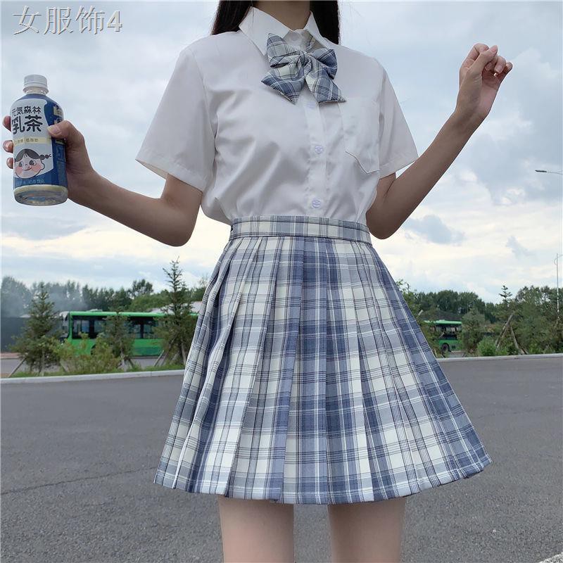 Đồng phục váy phù hợp với Jk trọn bộ phong cách đại học cơ bản Áo sơ mi dài tay Nhật xếp ly nữ sinh kẻ sọc mùa xu | BigBuy360 - bigbuy360.vn