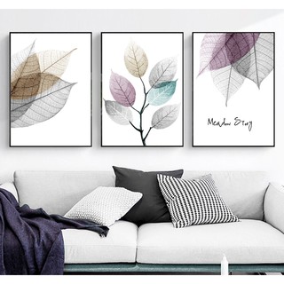 Bộ 3 Tranh Treo Tường Canvas Lá Cây Sắc Màu 30 x 45 cm x 3 TTT-0470