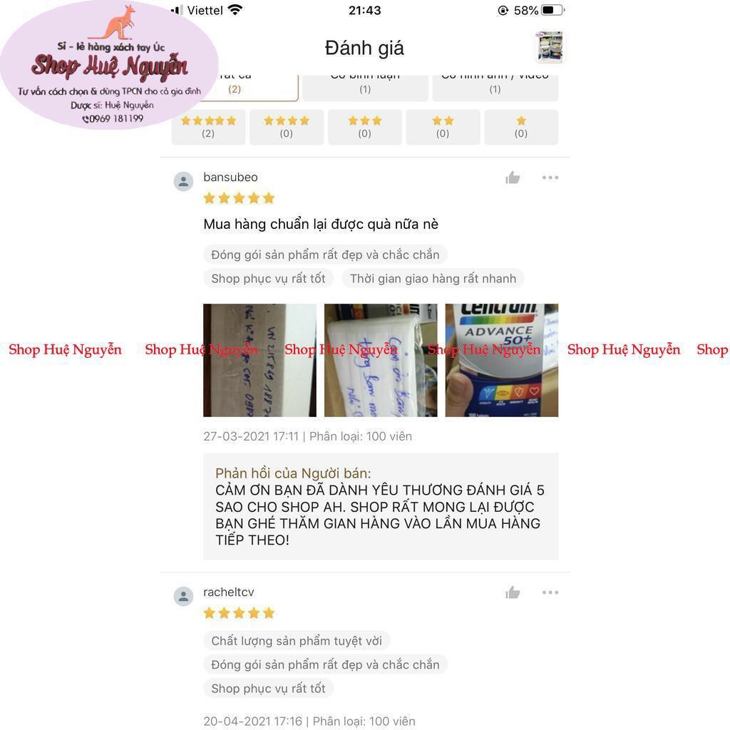 Vitamin tổng hợp cho người trên 50 tuổi Centrum Advance 50+ Úc