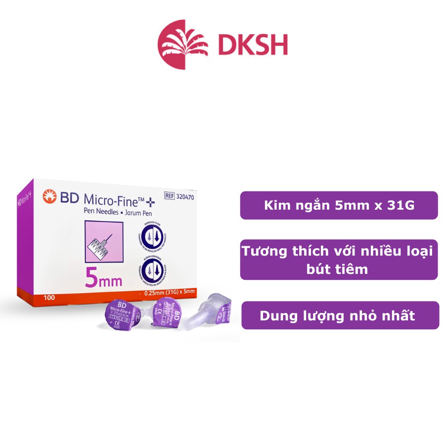 Kim bút tiêm insulin BD Micro-Fine™ 5mm 31G dành cho người điều trị tiểu đường Becton Dickinson